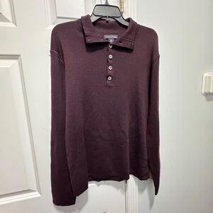 Banana Republic size large extra find merino wool burgundy Henley sweater